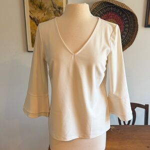 Ann Taylor Cream V-Neck Blouse